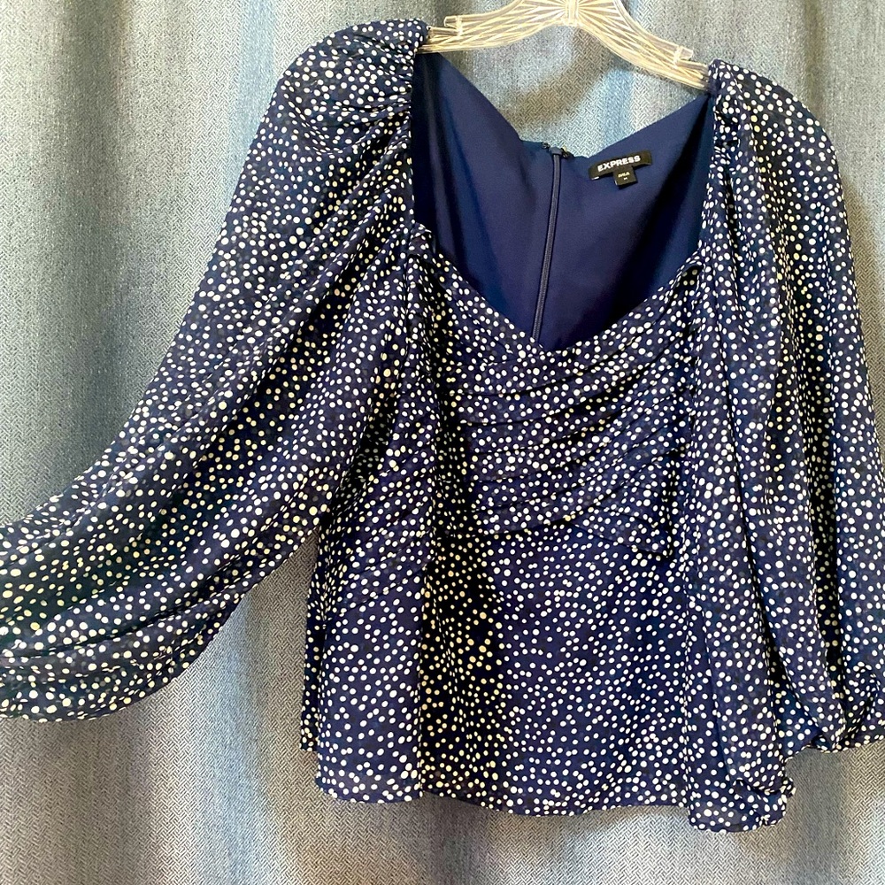 Express Navy and white spotted corset top